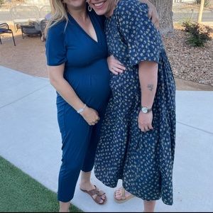 Ingrid & Isabel Maternity Everywear Short Sleeve Jumpsuit in Blue - size M